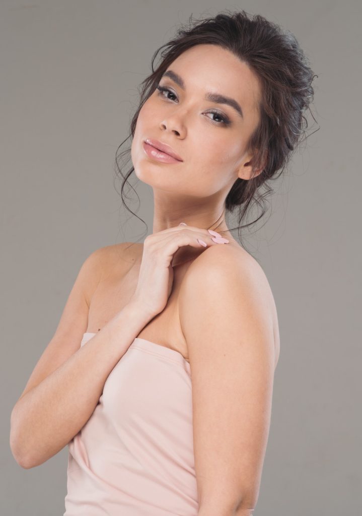 Beautiful asia woman natural make up healthy skin beauty hair