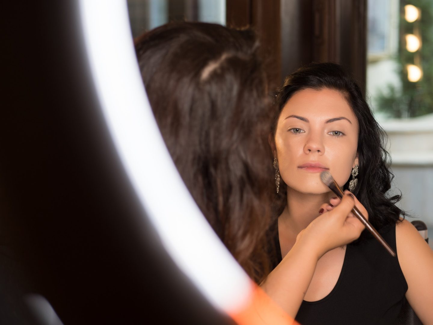 Makeup artist working
